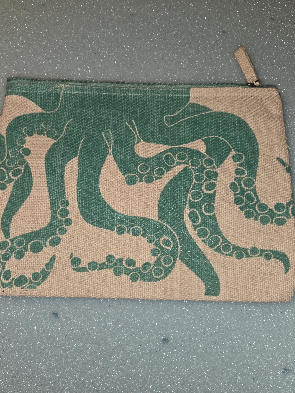 Octopus Tentacle Canvas Pouch in Green and Natural - Picture 3 of 3
